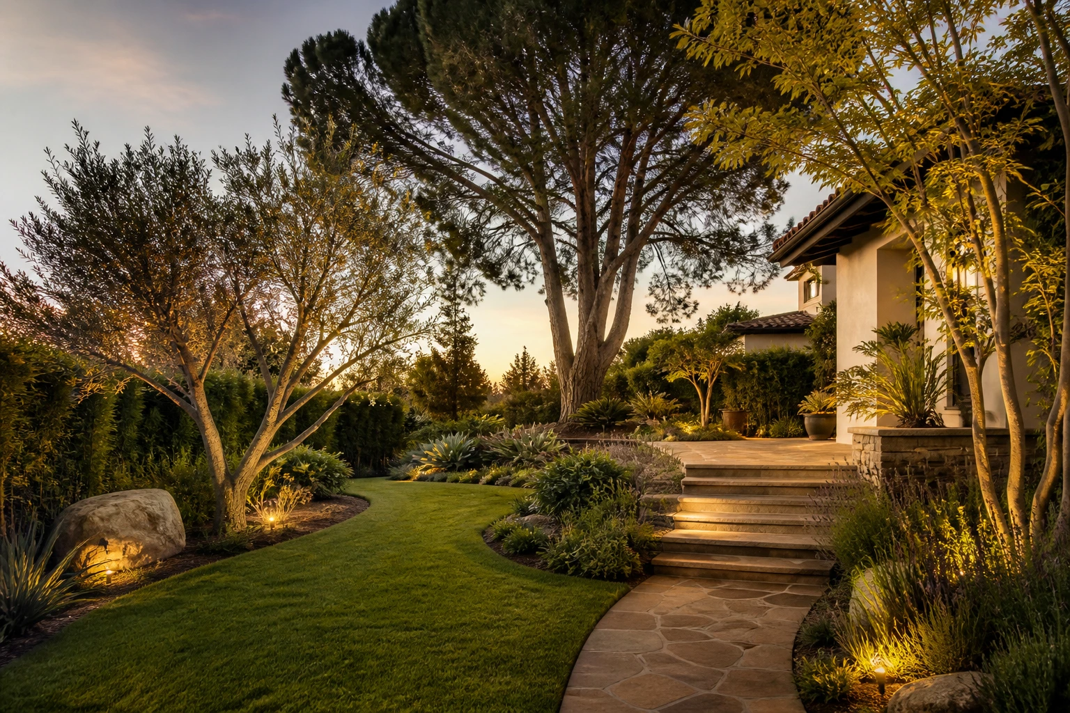 Professionally landscaped residential garden